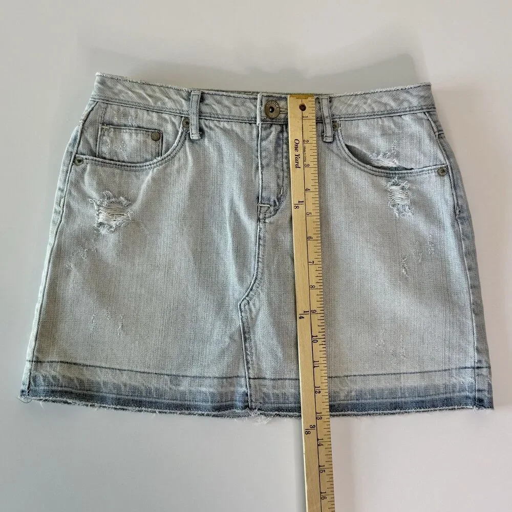 Justice Denim Skort Skirt Girls Size 16 Reg Light Wash Distressed Y2K VNTG